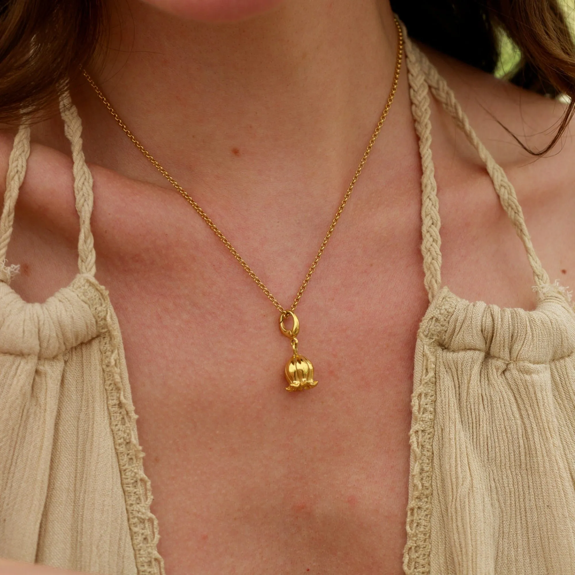 Gold Lily Of The Valley Flower Charm Necklace sold by Lily Charmed product image thumbnail 4
