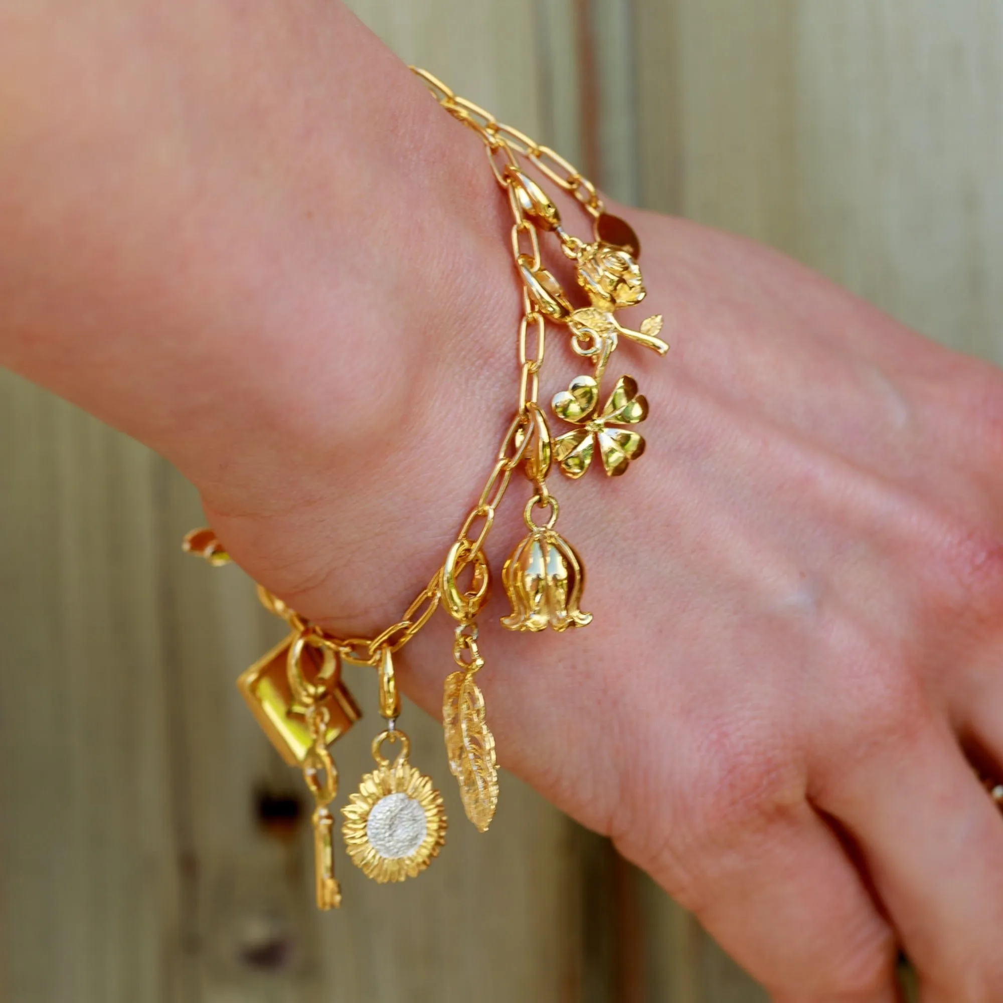 Gold Plated Lily Of The Valley Flower Charm sold by Lily Charmed product image thumbnail 2