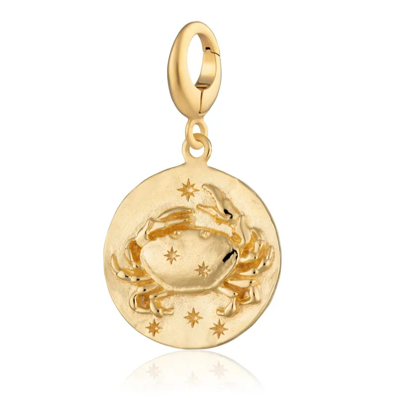 Engraved Gold Plated Cancer Zodiac Charm sold by Lily Charmed