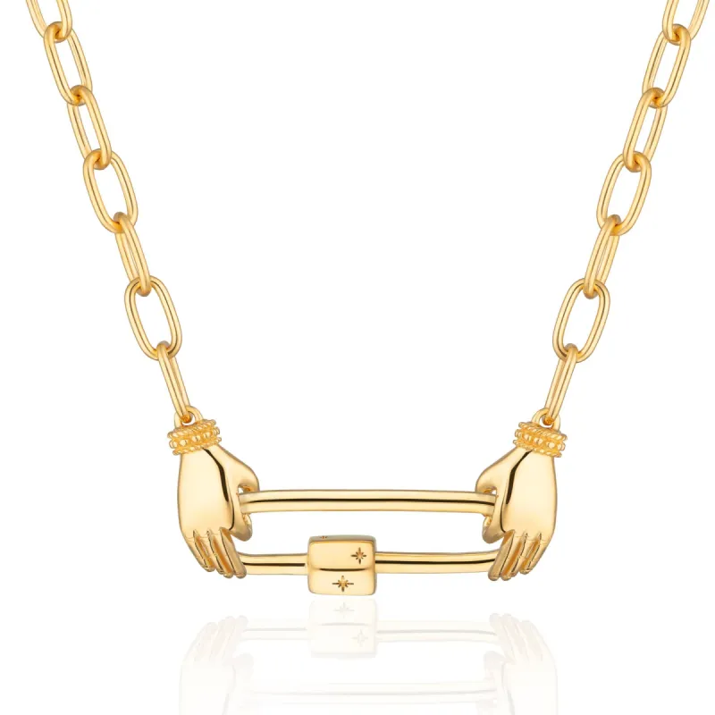 Gold Precious Hands Charm Collector Necklace sold by Lily Charmed