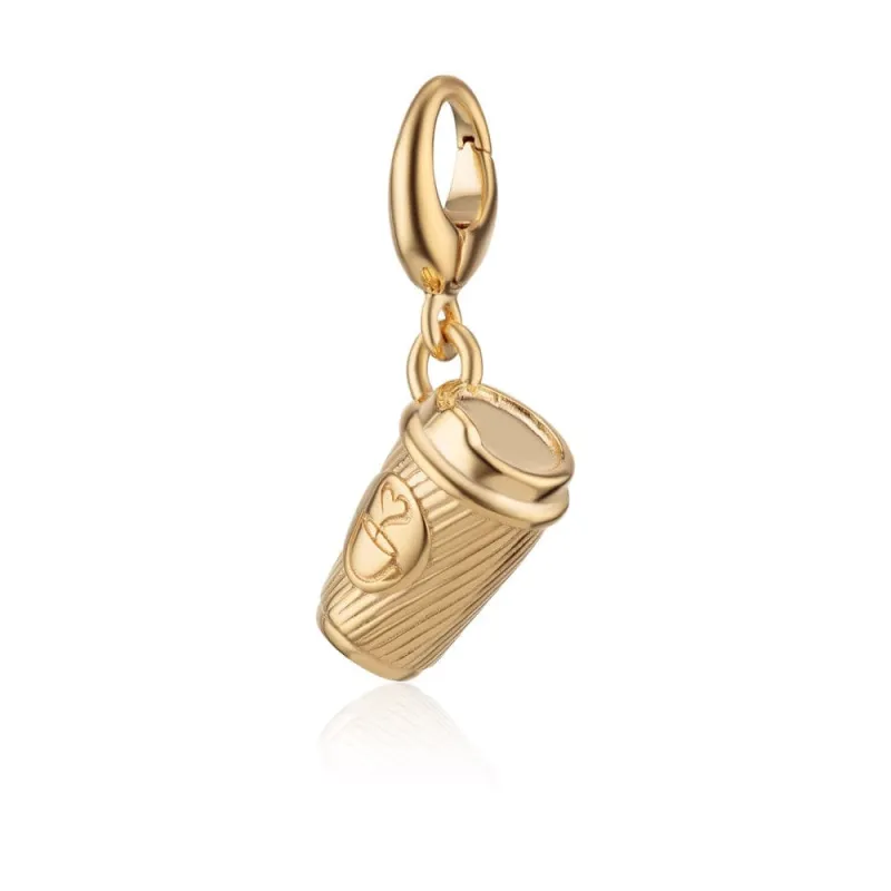 Gold Plated Takeaway Coffee Cup Charm sold by Lily Charmed