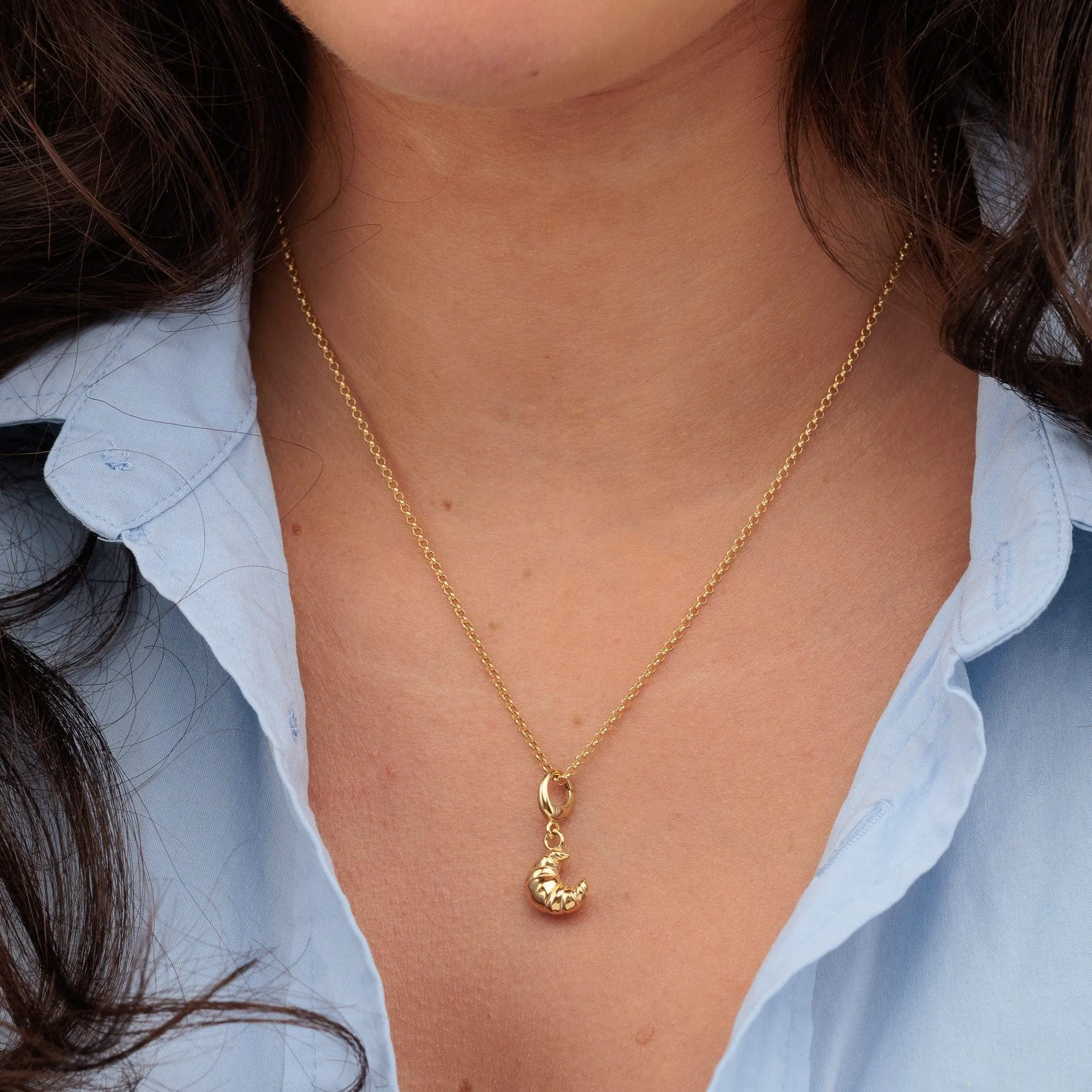 Gold Croissant Charm Necklace sold by Lily Charmed product image thumbnail 3