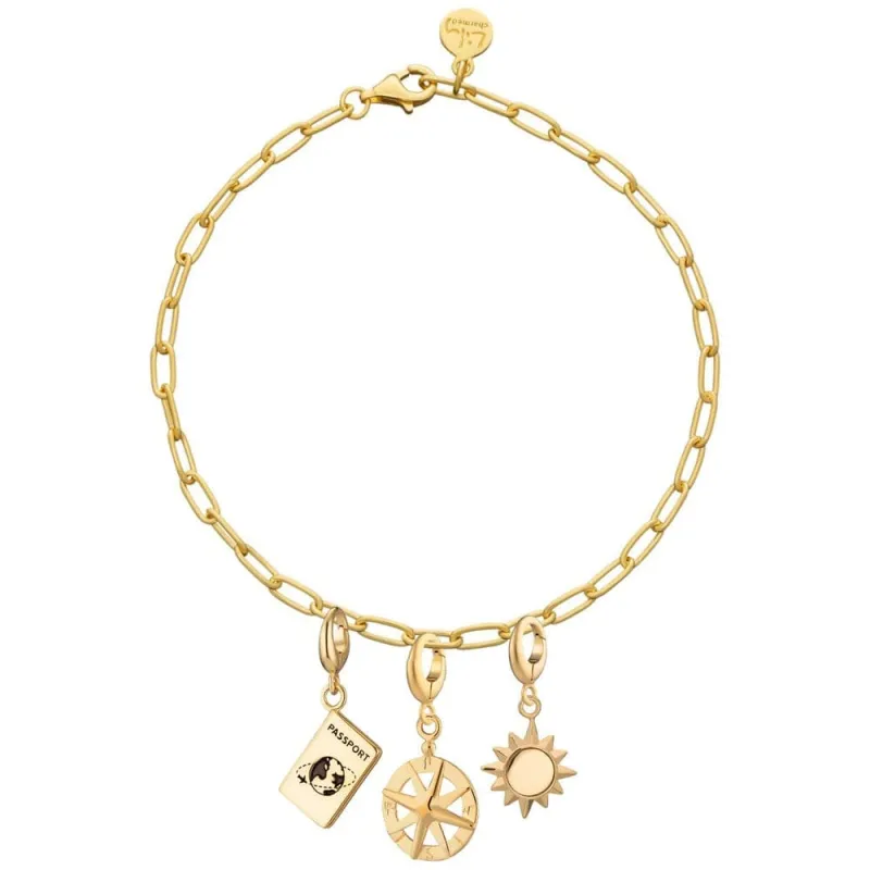 Gold Holiday Oval Link Charm Bracelet sold by Lily Charmed