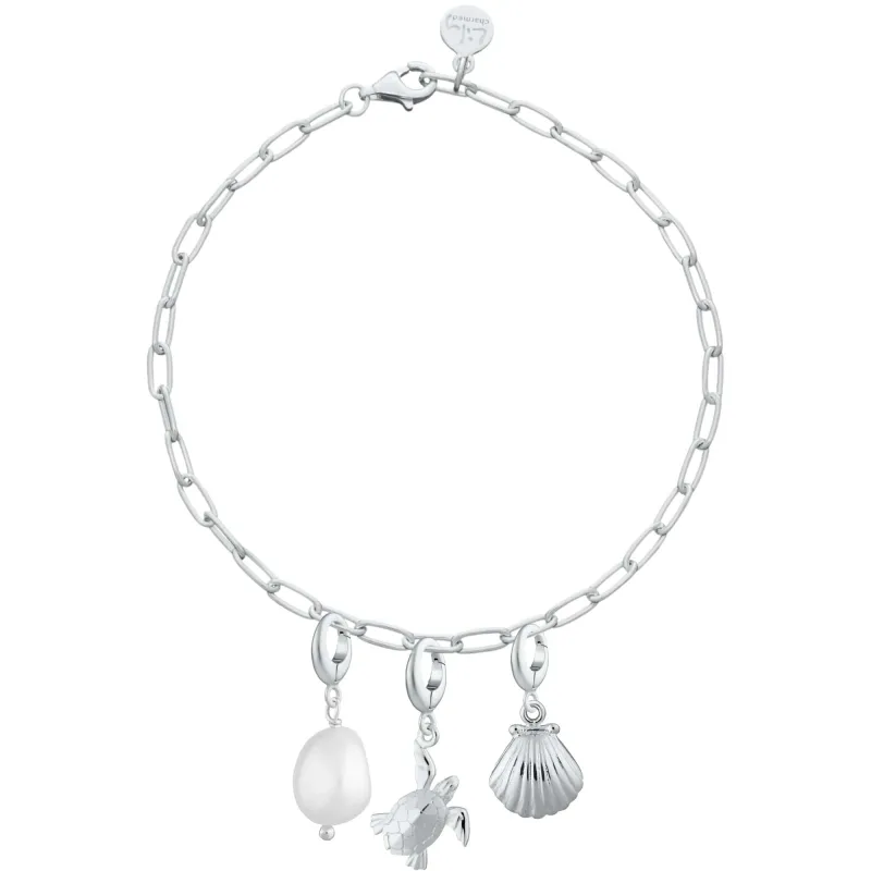 Silver Ocean Oval Link Charm Bracelet sold by Lily Charmed