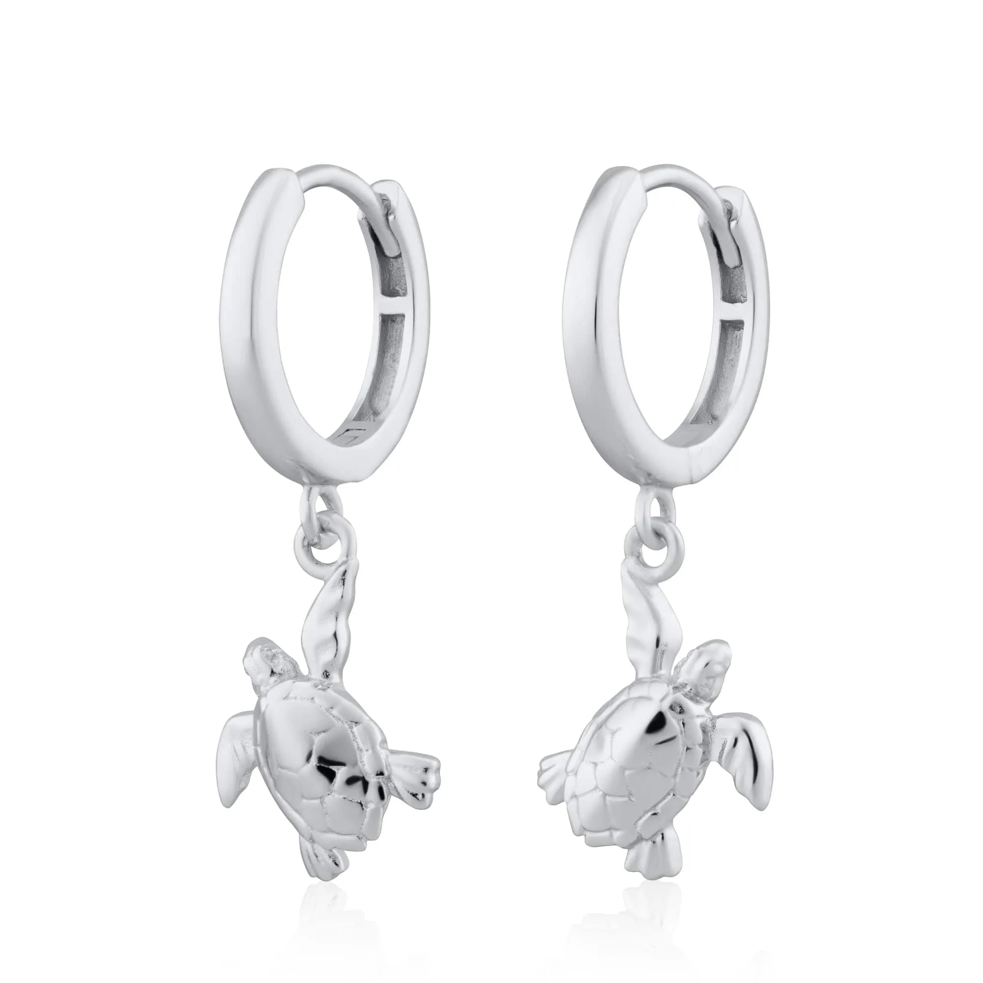 Silver Turtle Charm Hoop Earrings sold by Lily Charmed