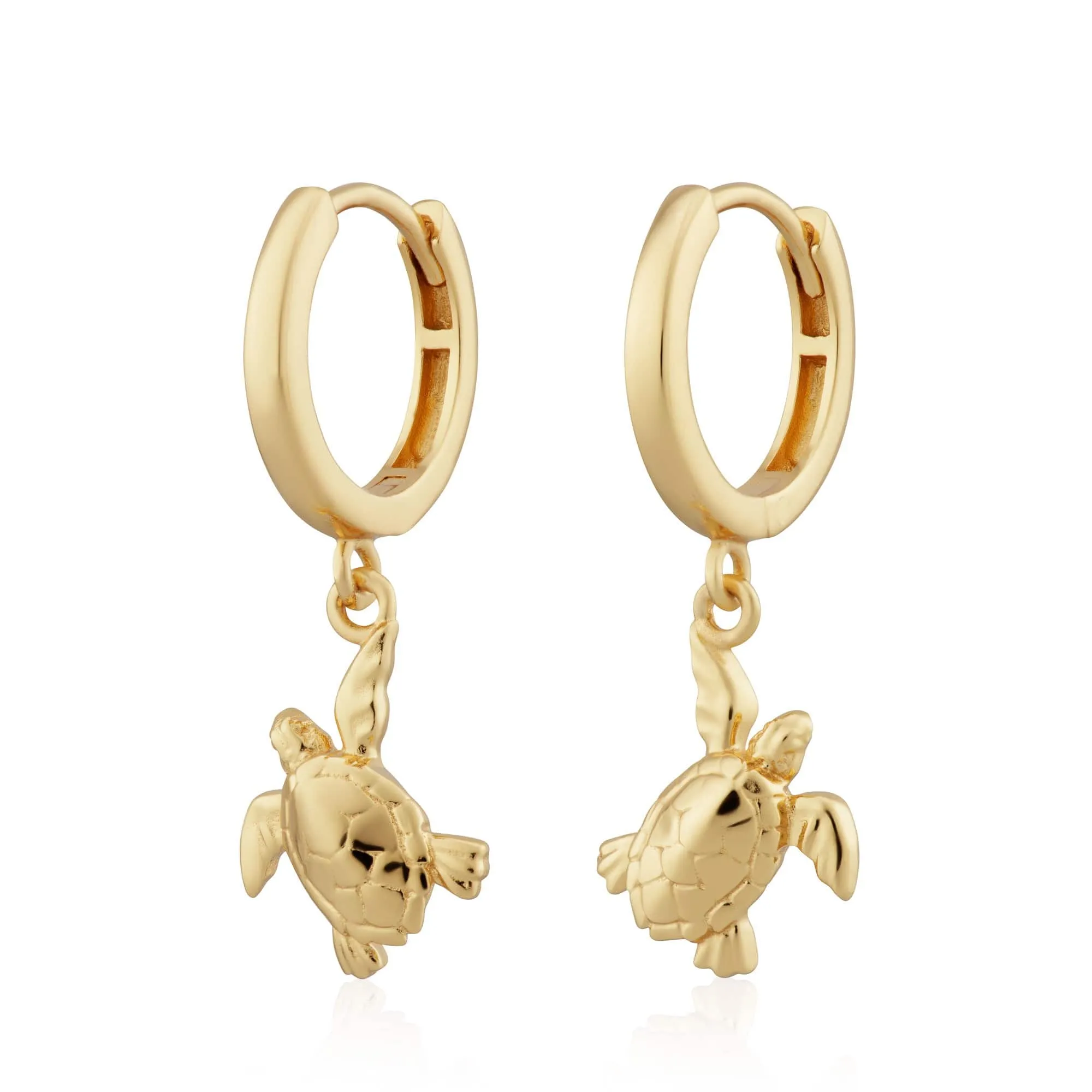 Gold Plated Turtle Charm Hoop Earrings sold by Lily Charmed