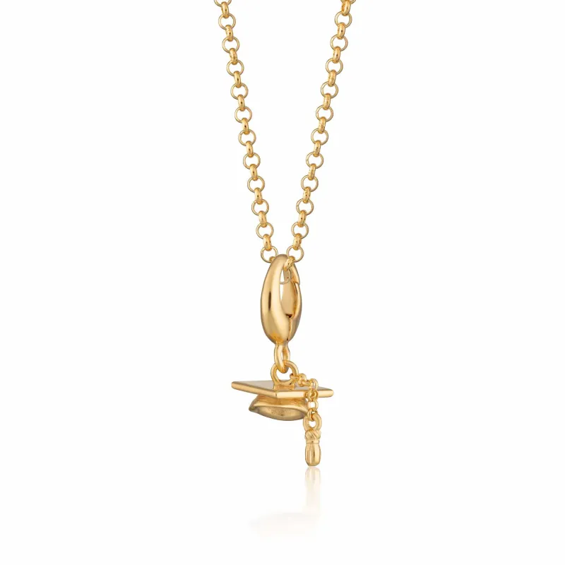 Gold Graduation Hat Charm Necklace sold by Lily Charmed