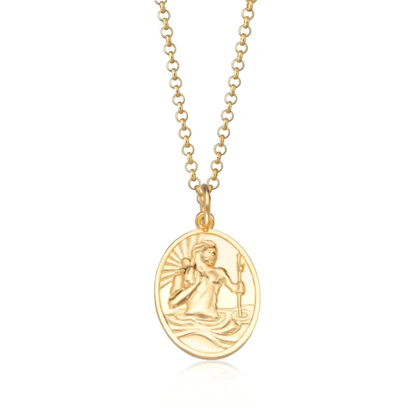Engraved Gold St Christopher Charm Necklace made by Lily Charmed