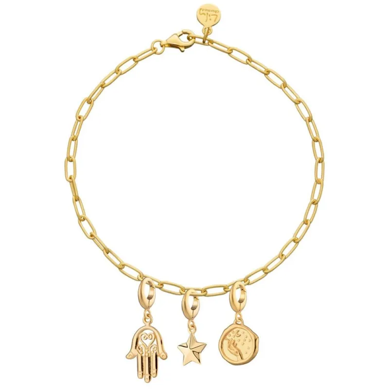 Gold Luck & Magic Oval Link Charm Bracelet made by Lily Charmed