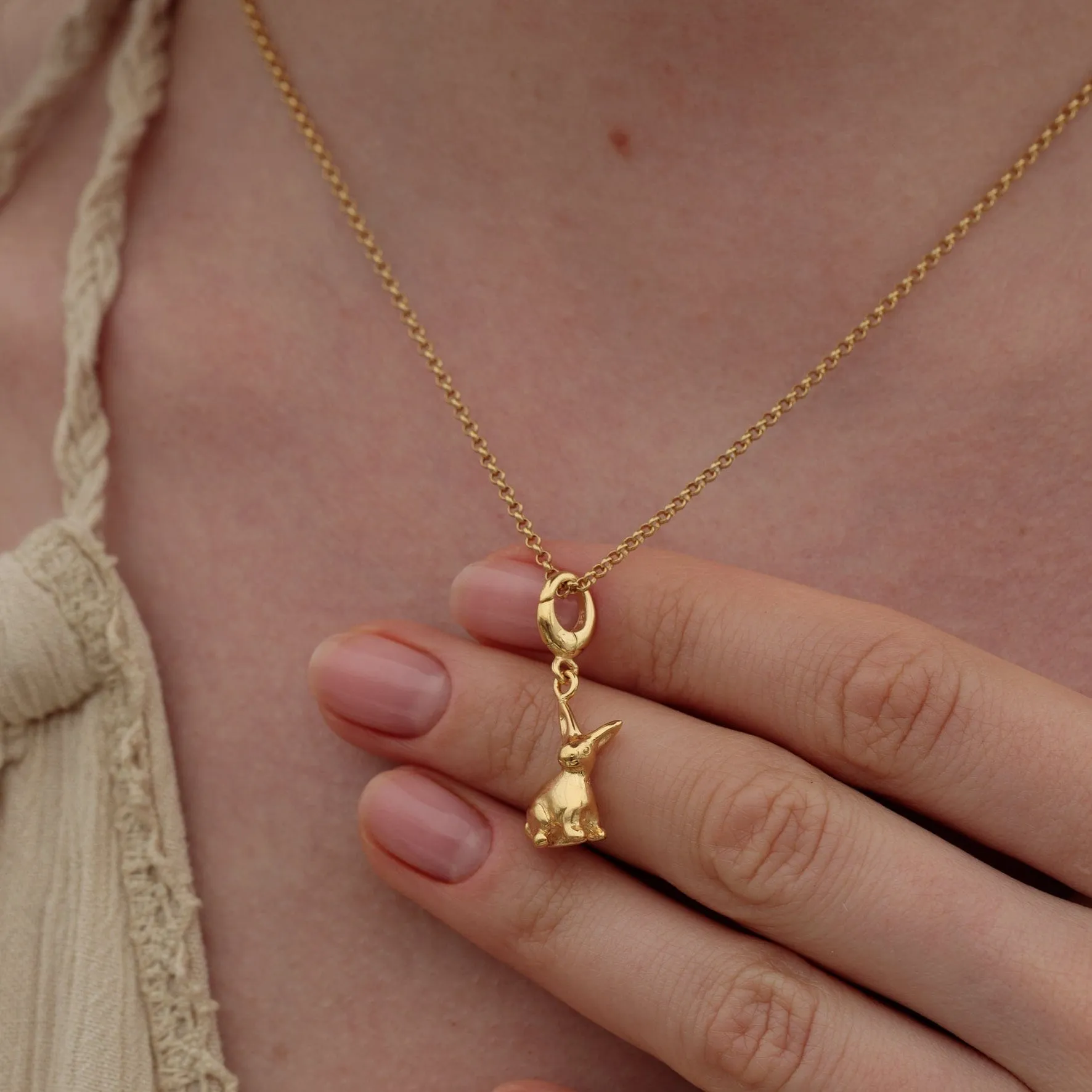 Gold Rabbit Charm Necklace sold by Lily Charmed product image thumbnail 3