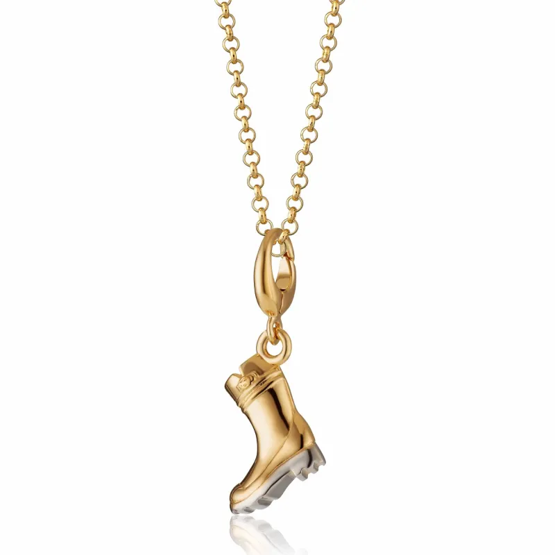 Gold Wellington Boot Charm Necklace sold by Lily Charmed