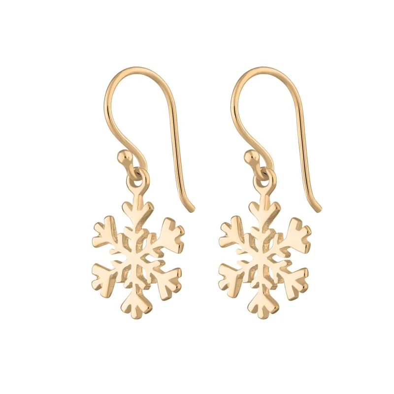 Gold Plated Snowflake Hook Earrings sold by Lily Charmed