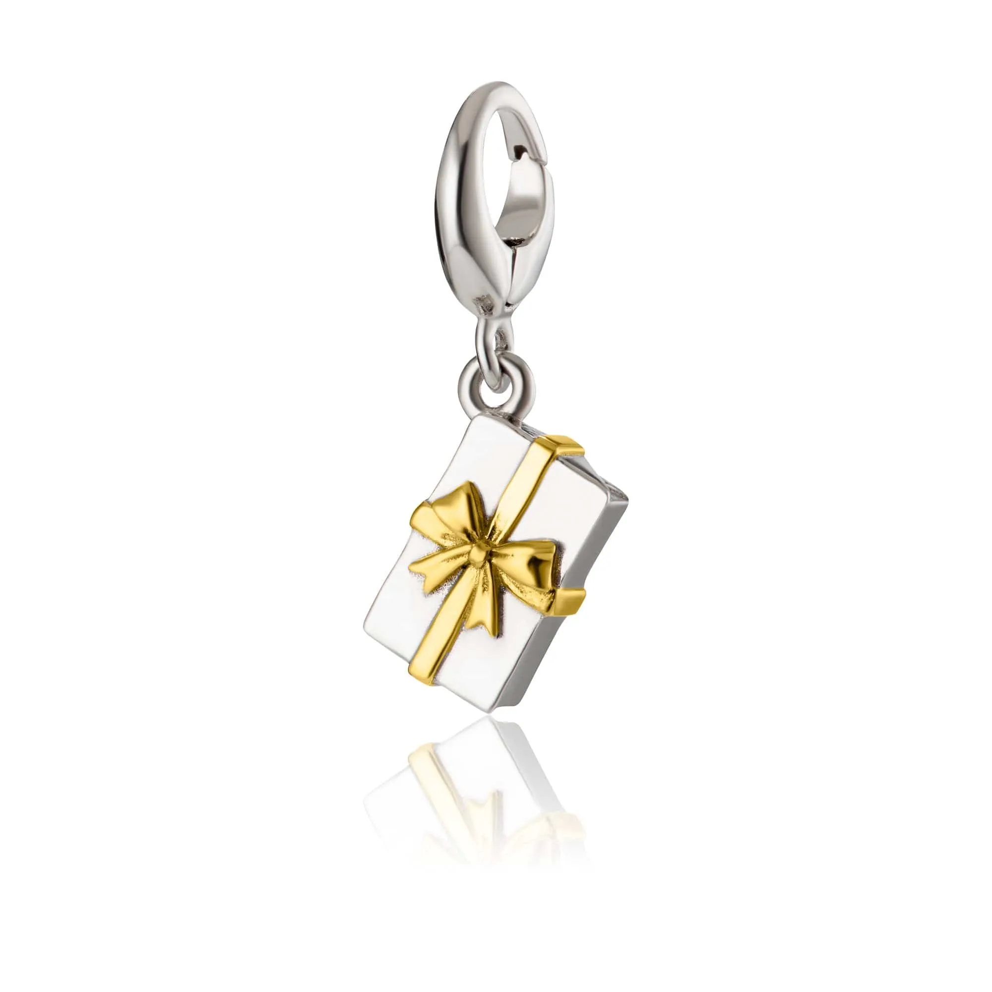 Silver Present Charm With Gold Bow sold by Lily Charmed