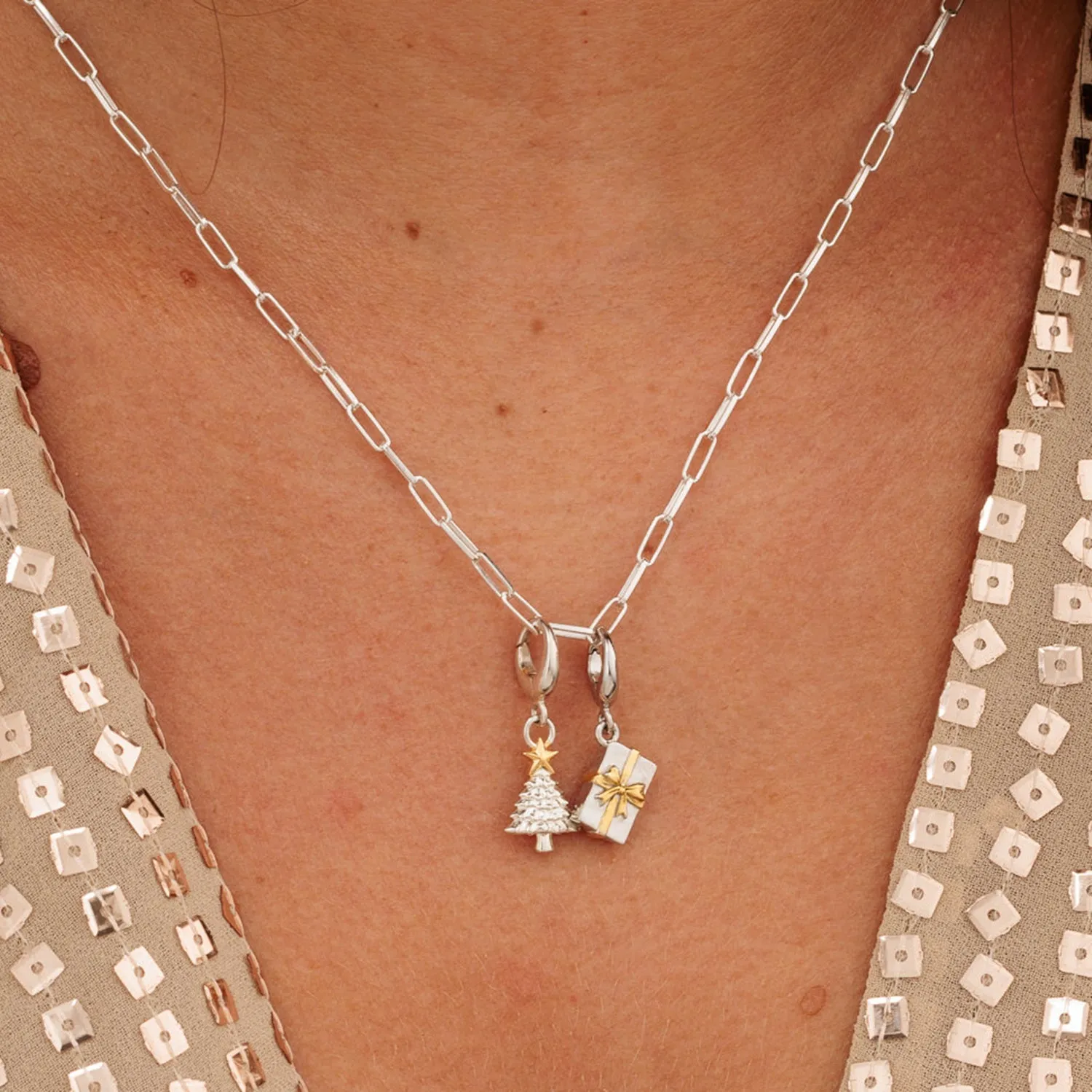 Silver Present Charm With Gold Bow sold by Lily Charmed product image thumbnail 5