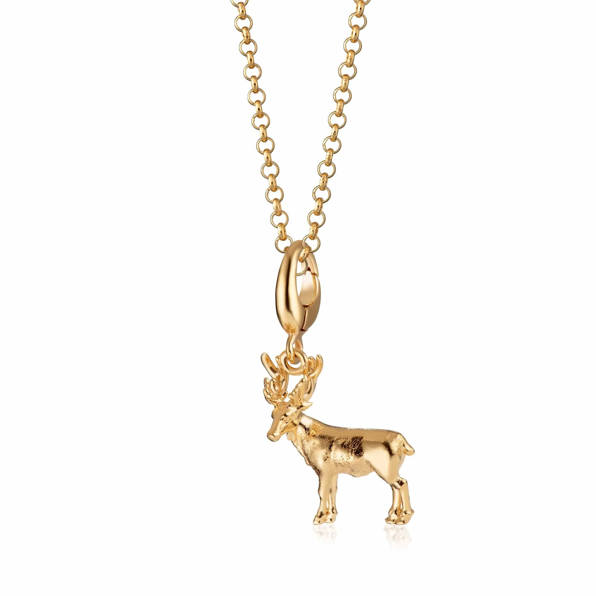 Gold Christmas Reindeer Charm Necklace sold by Lily Charmed