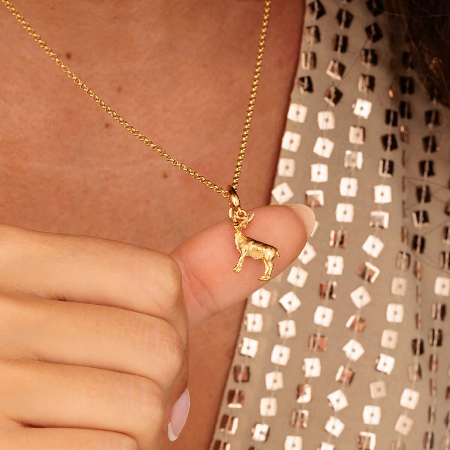 Gold Christmas Reindeer Charm Necklace sold by Lily Charmed product image thumbnail 2