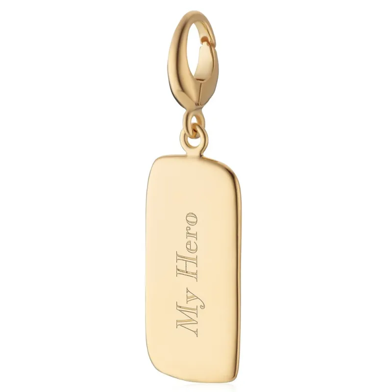 Engraved Gold Plated Tag Charm sold by Lily Charmed