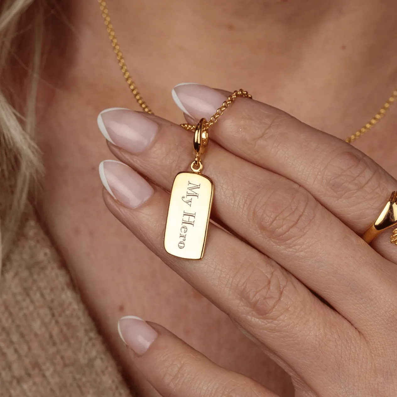 Engraved Gold Plated Tag Charm sold by Lily Charmed product image thumbnail 2