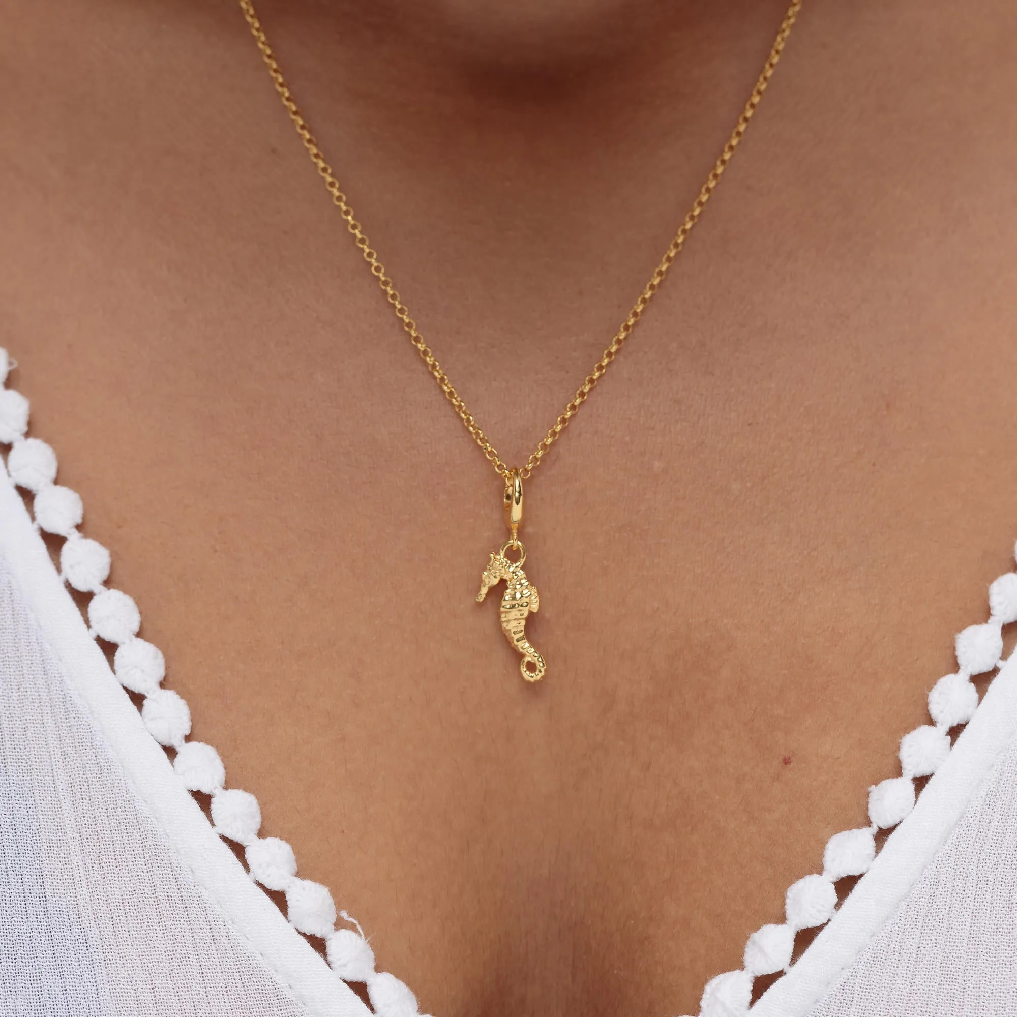Gold Seahorse Charm Necklace sold by Lily Charmed product image thumbnail 2