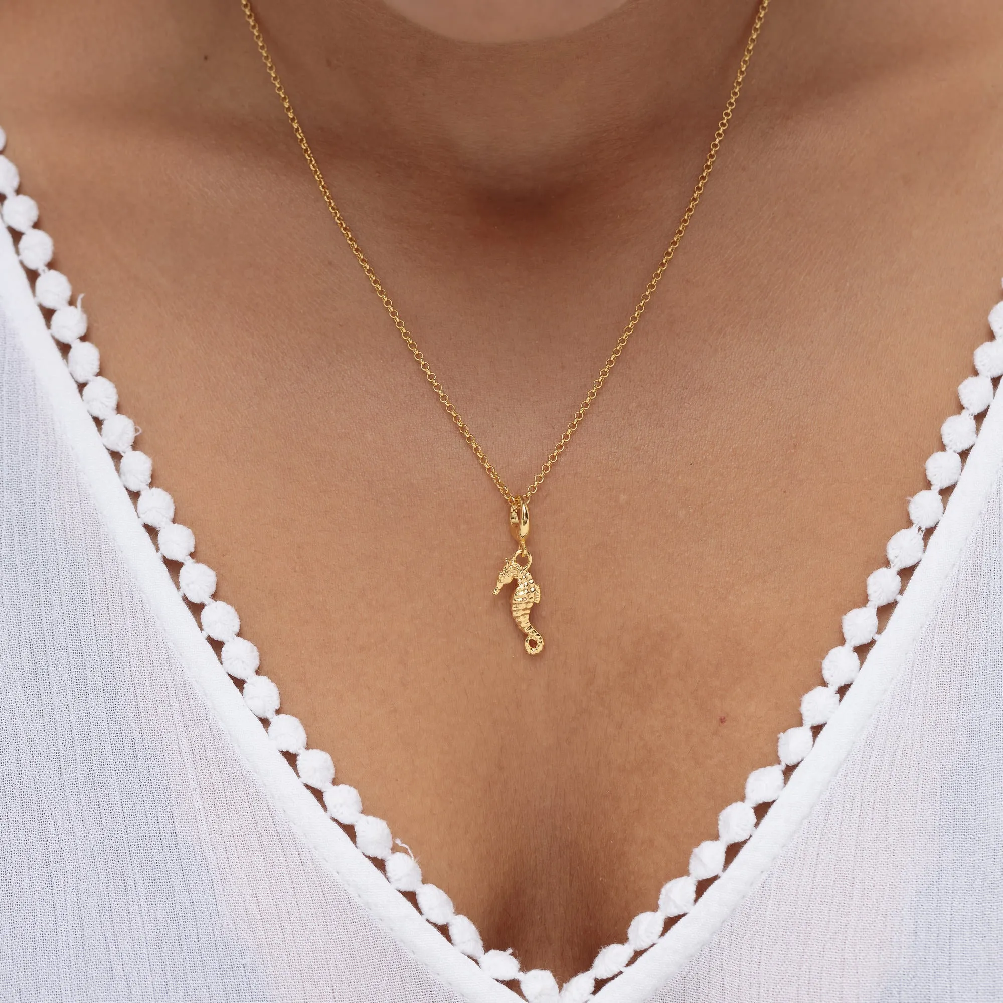 Gold Seahorse Charm Necklace sold by Lily Charmed product image thumbnail 4