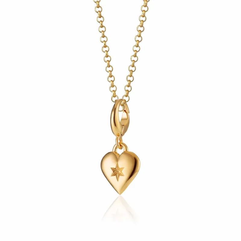 Gold Star Heart Charm Necklace made by Lily Charmed