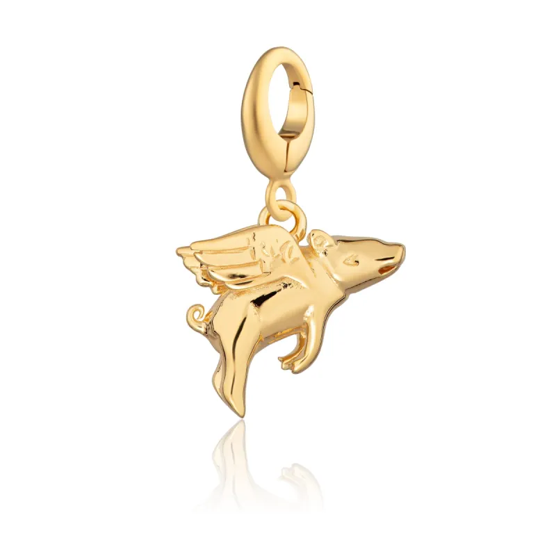 Gold Plated Flying Pig Charm sold by Lily Charmed