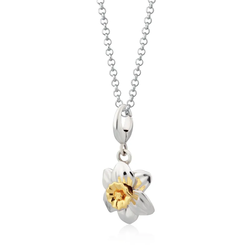 Silver Daffodil Flower Charm Necklace made by Lily Charmed
