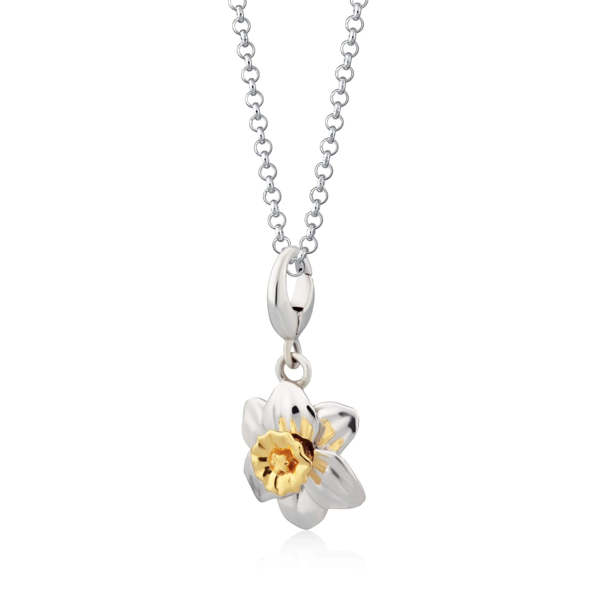 Silver Daffodil Flower Charm Necklace sold by Lily Charmed