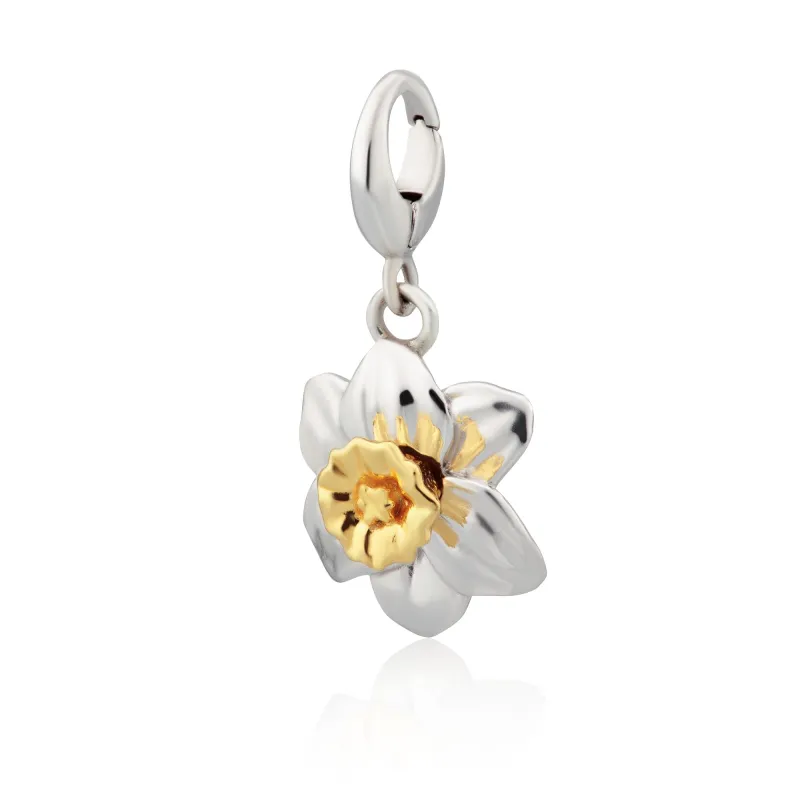 Silver Daffodil Flower Charm made by Lily Charmed