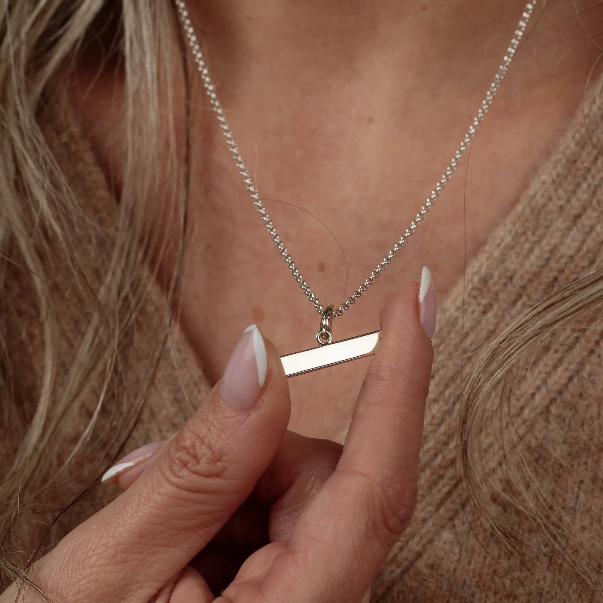 Silver T Bar Charm Necklace sold by Lily Charmed product image thumbnail 5