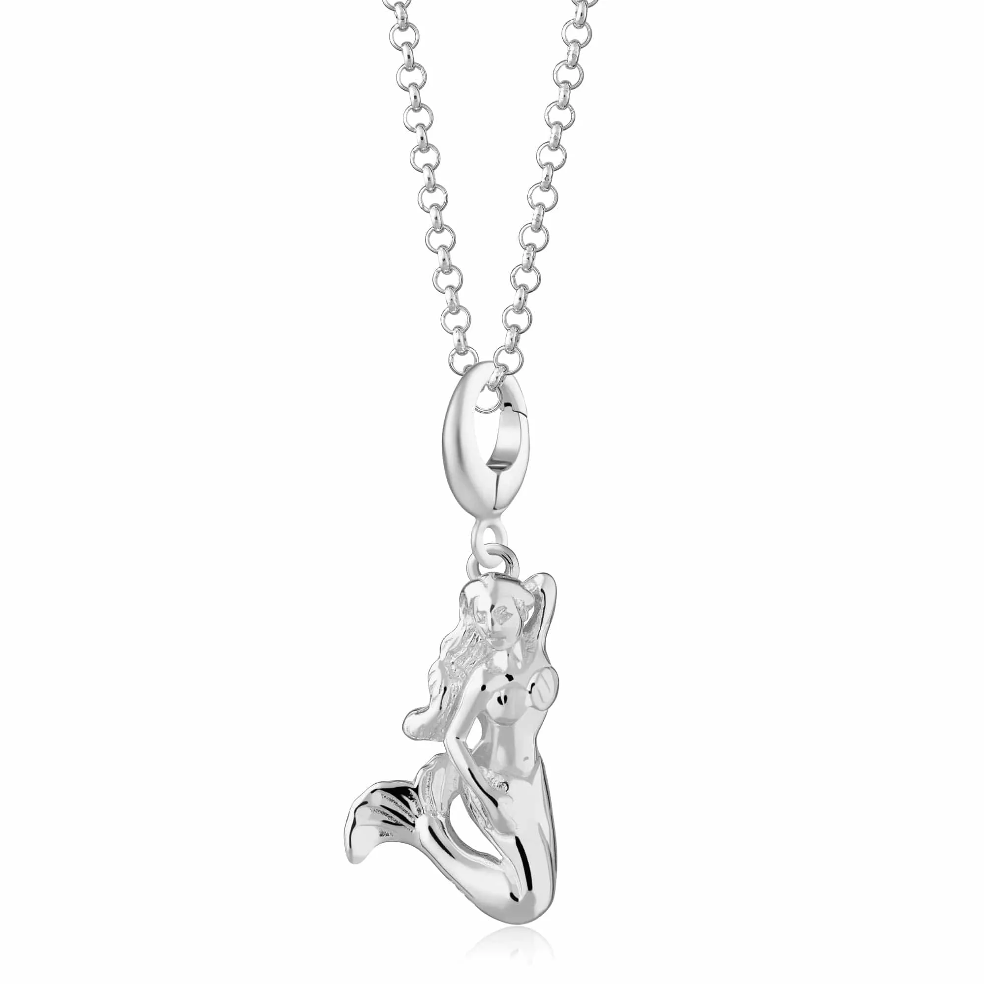 Silver Mermaid Charm Necklace sold by Lily Charmed