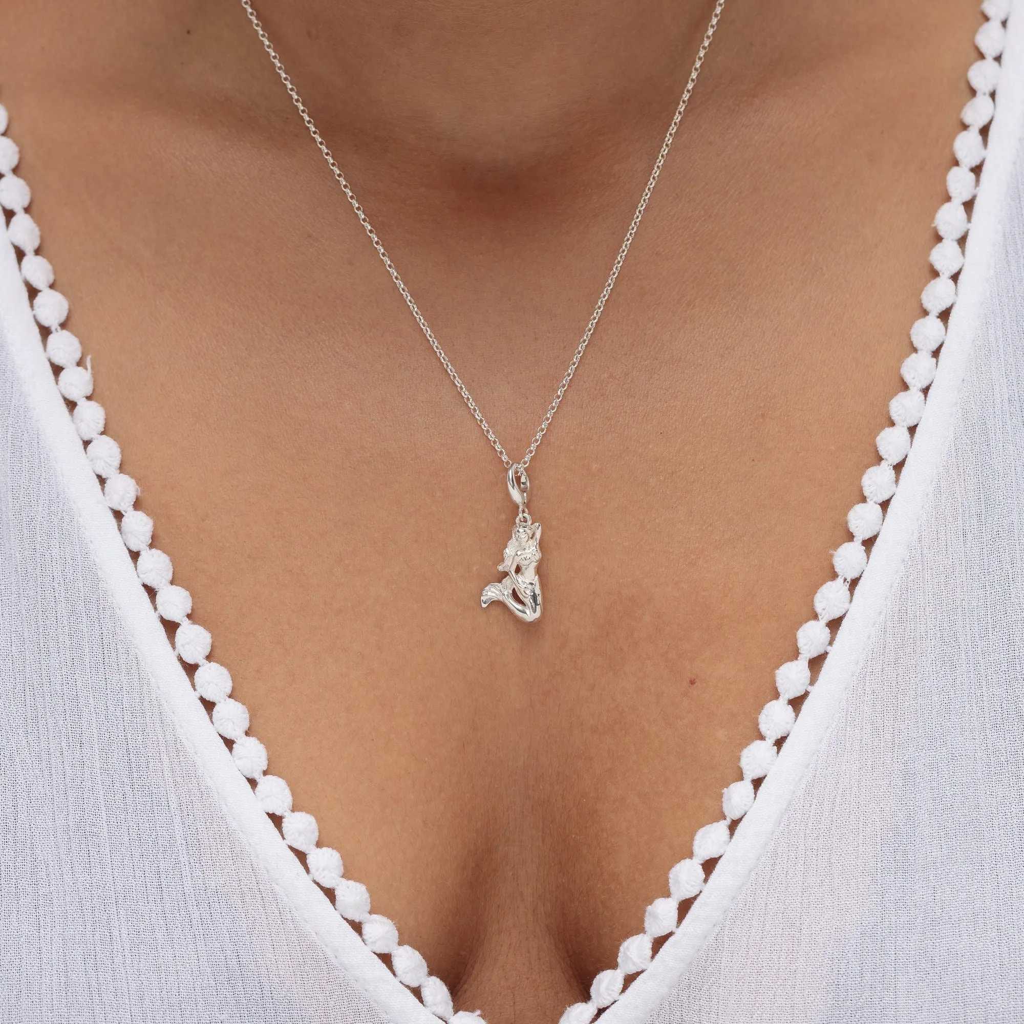 Silver Mermaid Charm Necklace sold by Lily Charmed product image thumbnail 3
