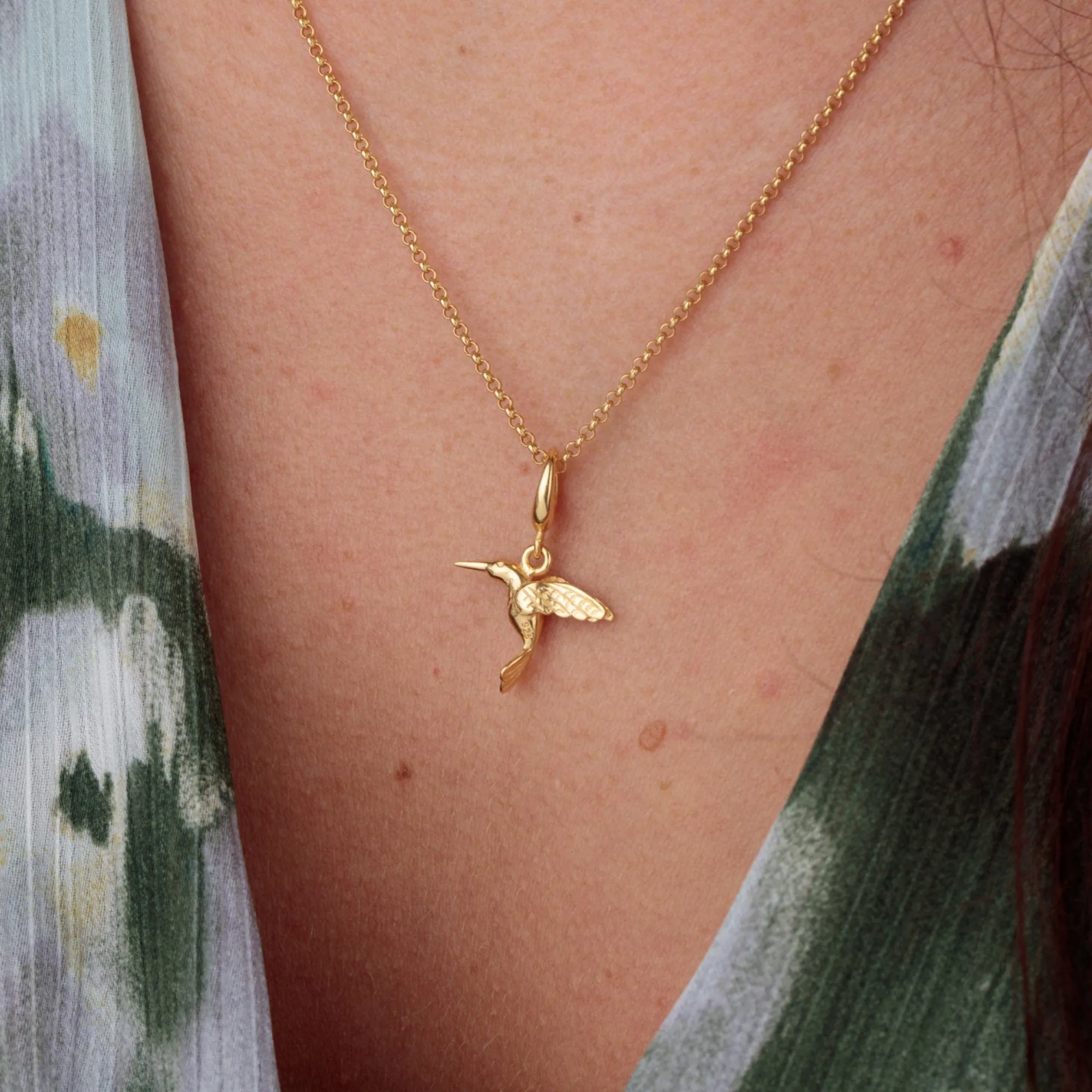 Gold Hummingbird Charm Necklace sold by Lily Charmed product image thumbnail 2