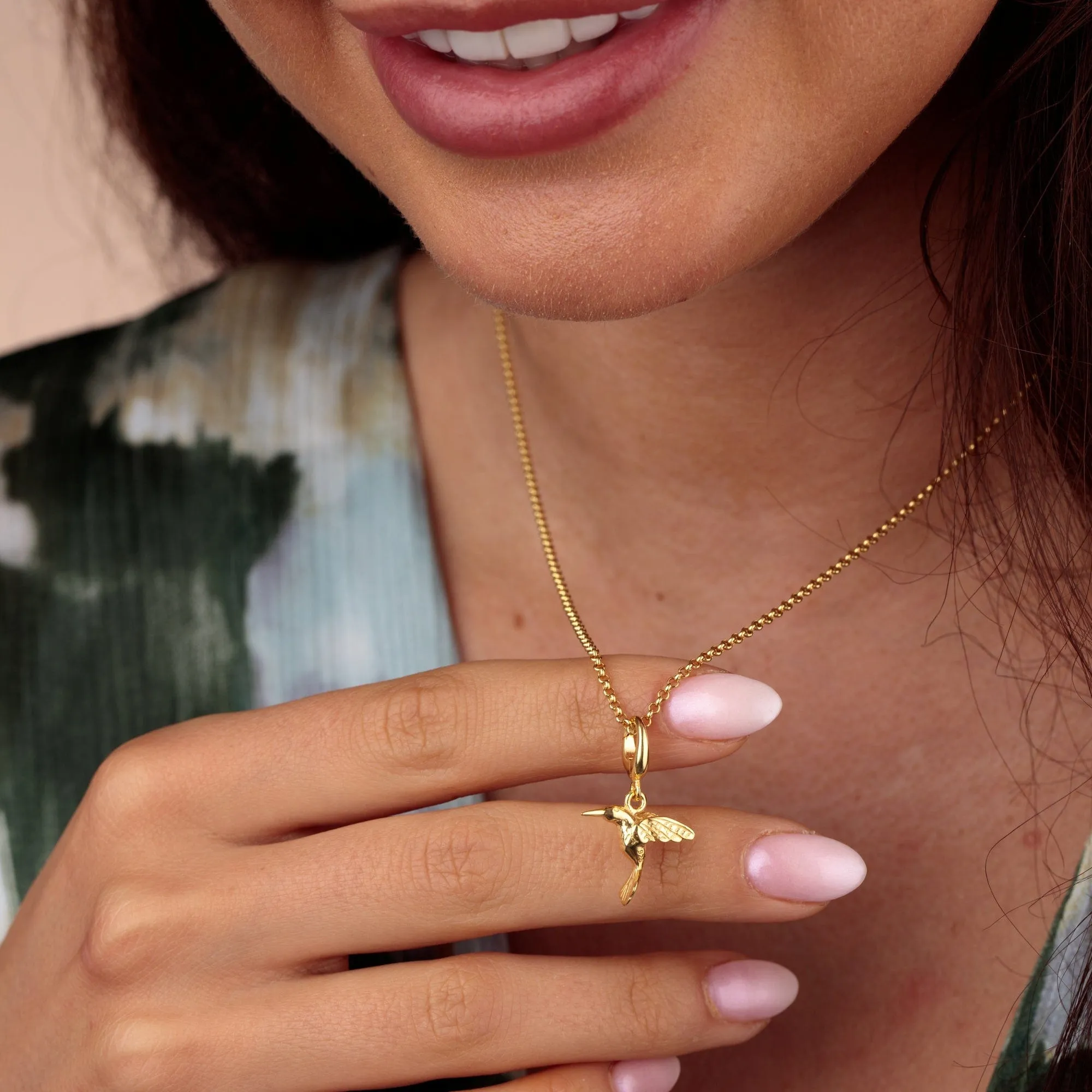 Gold Hummingbird Charm Necklace sold by Lily Charmed product image thumbnail 3