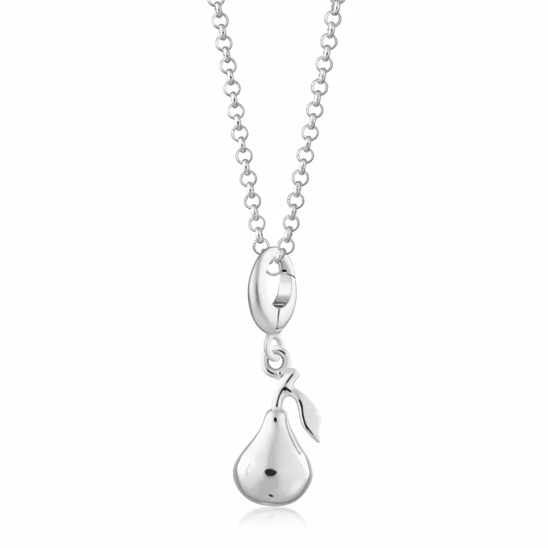 Silver Pear Fruit Charm Necklace made by Lily Charmed