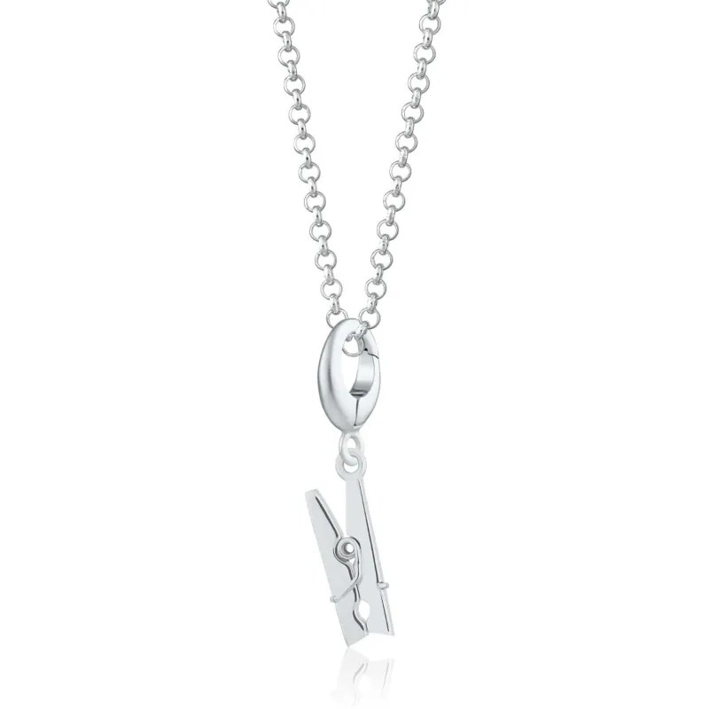 Silver Clothes Peg Charm Necklace made by Lily Charmed