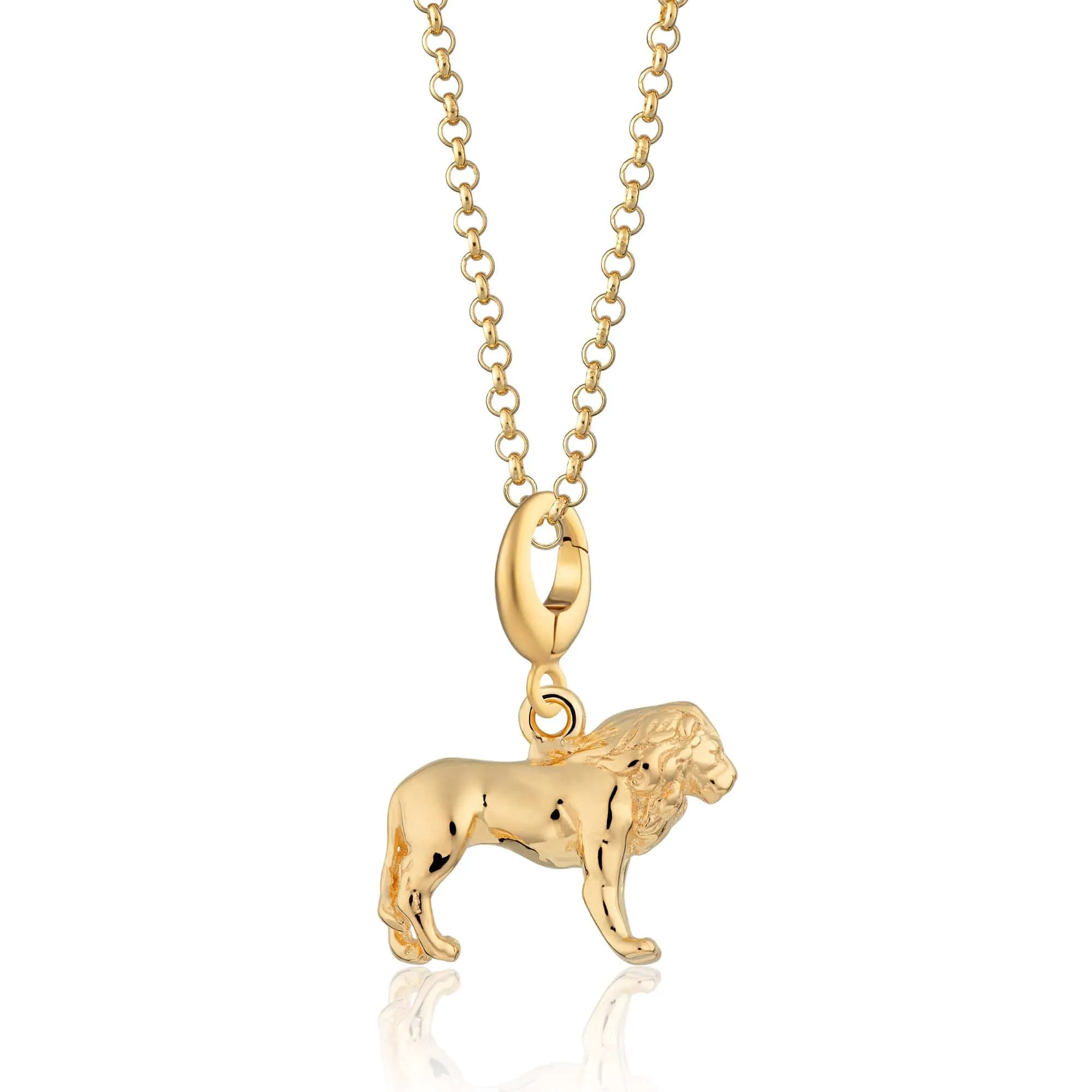 Gold Lion Charm Necklace sold by Lily Charmed