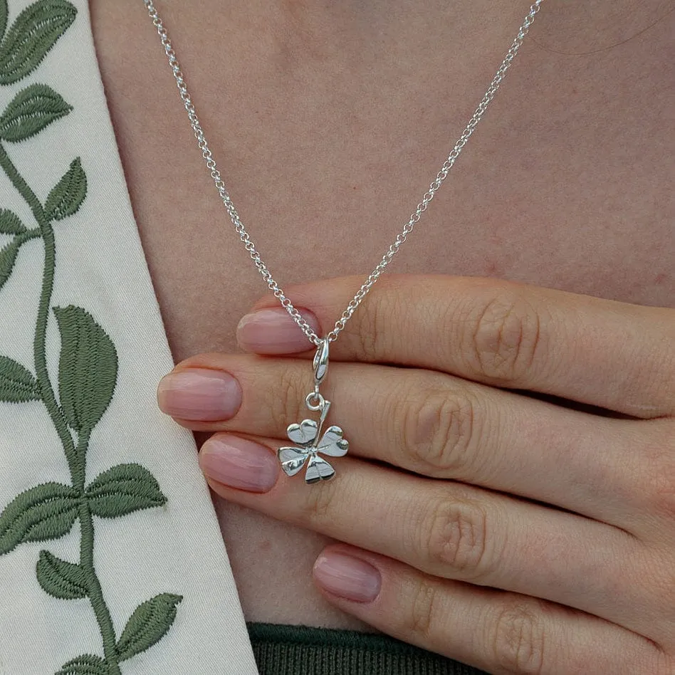 Silver Four Leaf Clover Charm Necklace sold by Lily Charmed product image thumbnail 2