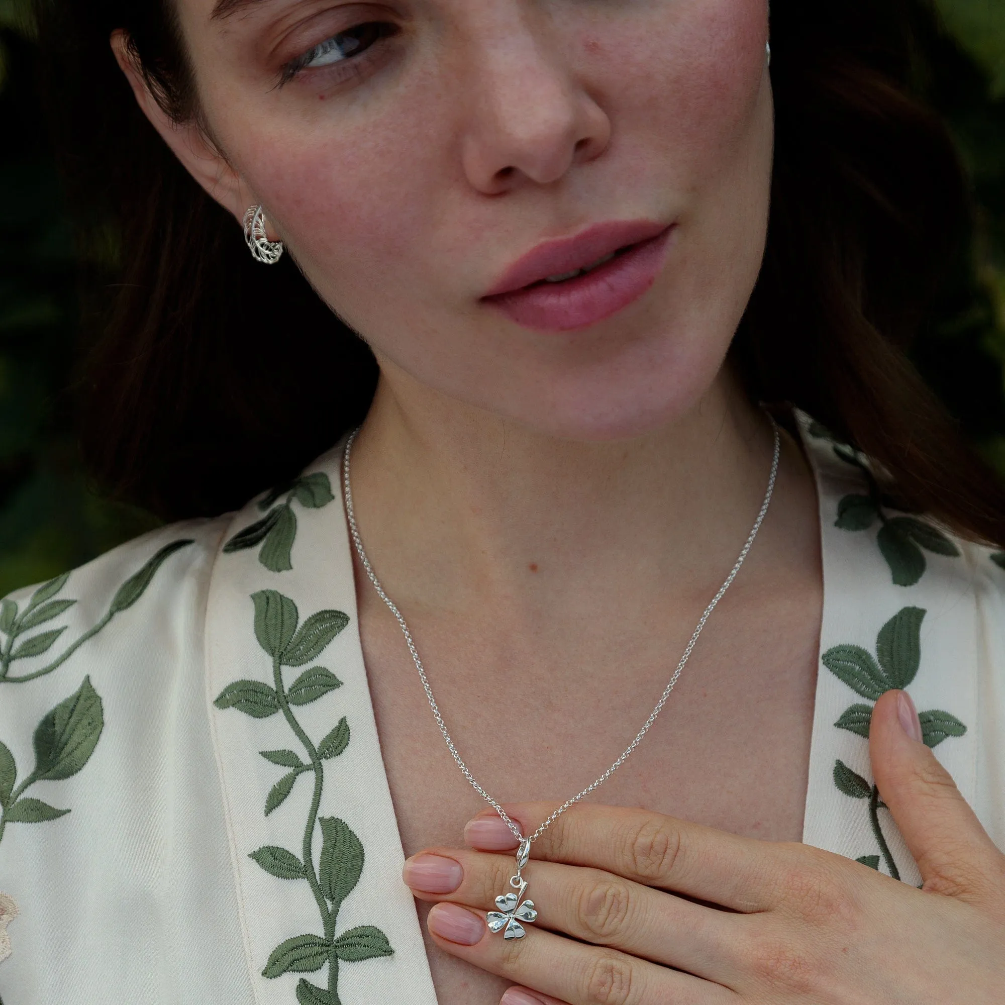 Silver Four Leaf Clover Charm Necklace sold by Lily Charmed product image thumbnail 3
