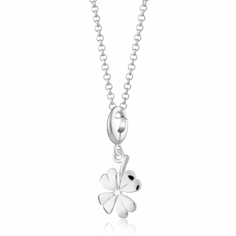 Silver Four Leaf Clover Charm Necklace made by Lily Charmed