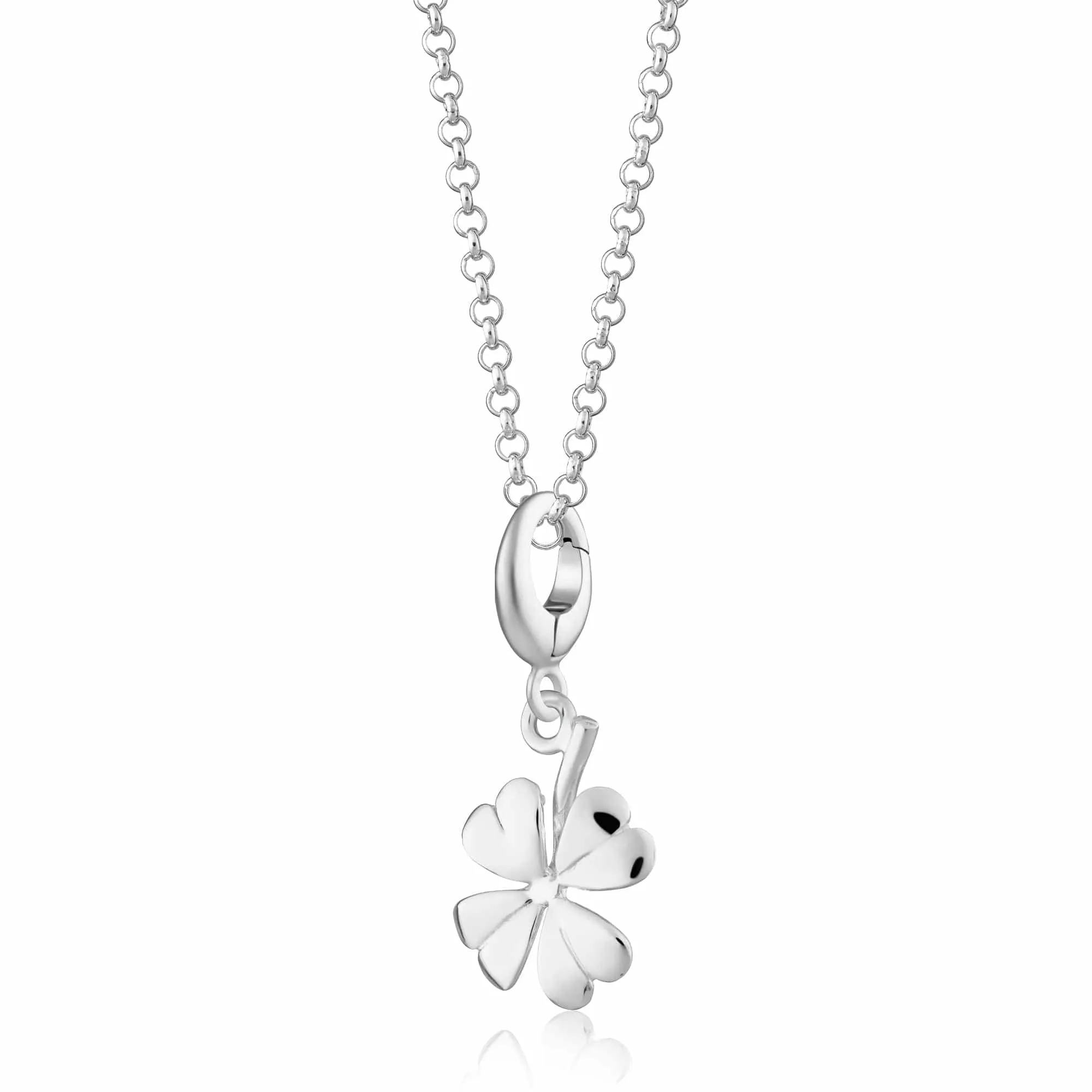 Silver Four Leaf Clover Charm Necklace sold by Lily Charmed