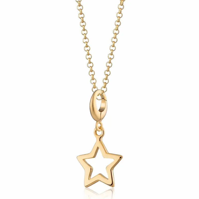 Gold Open Star Charm Necklace made by Lily Charmed