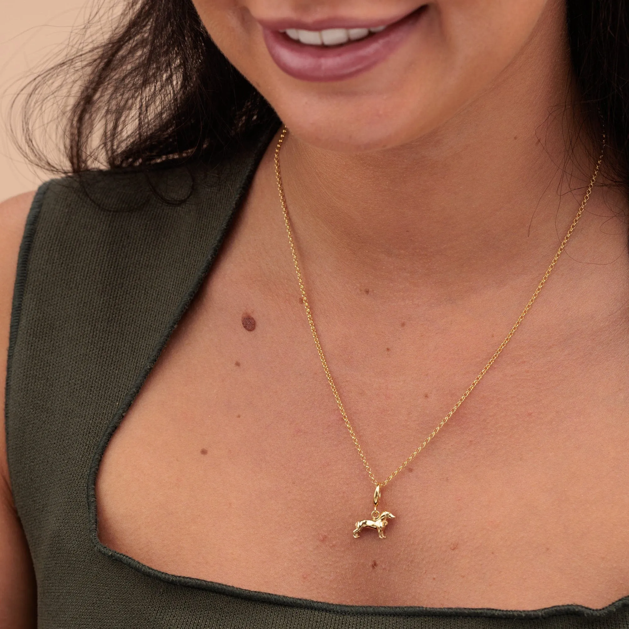 Gold Sausage Dog Charm Necklace sold by Lily Charmed product image thumbnail 3