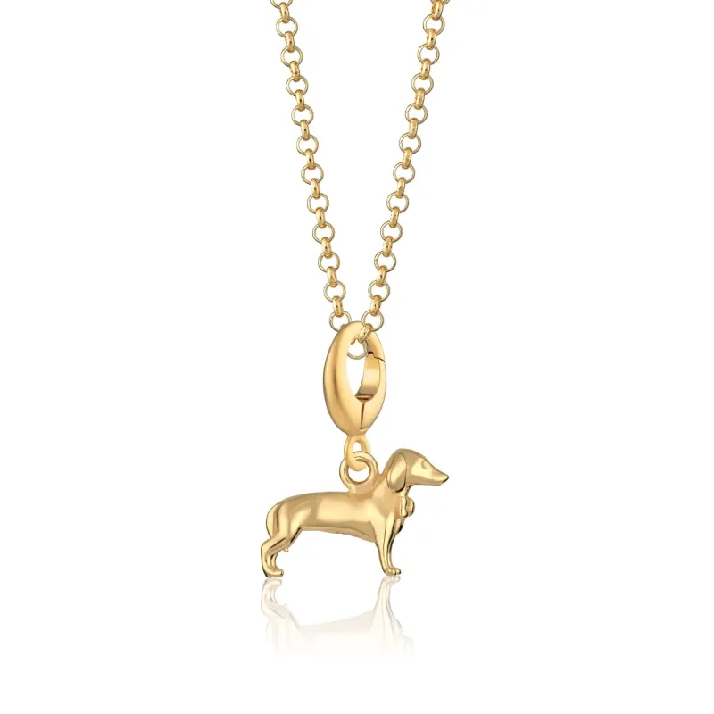 Gold Sausage Dog Charm Necklace made by Lily Charmed