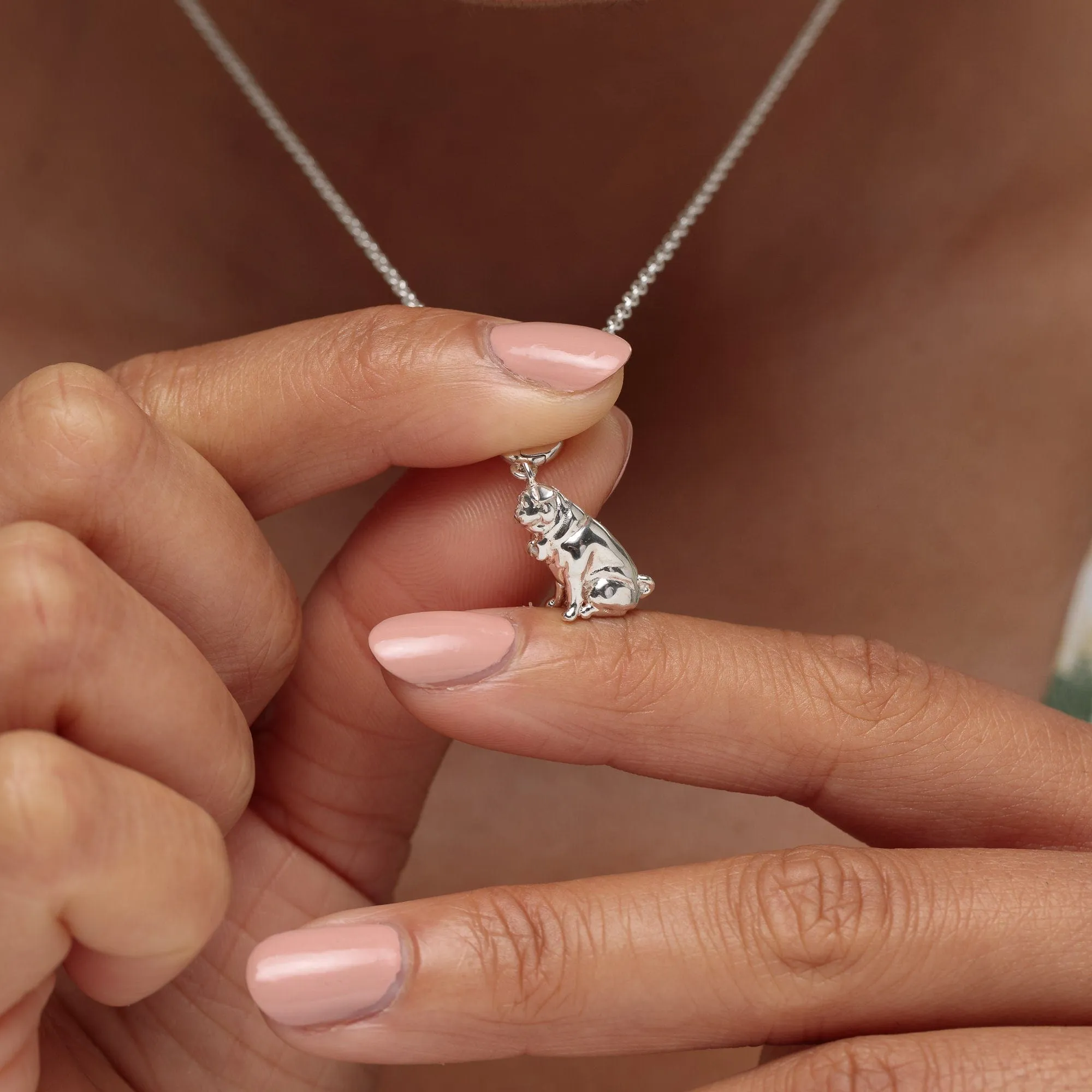 Silver Pug Dog Charm Necklace sold by Lily Charmed product image thumbnail 2