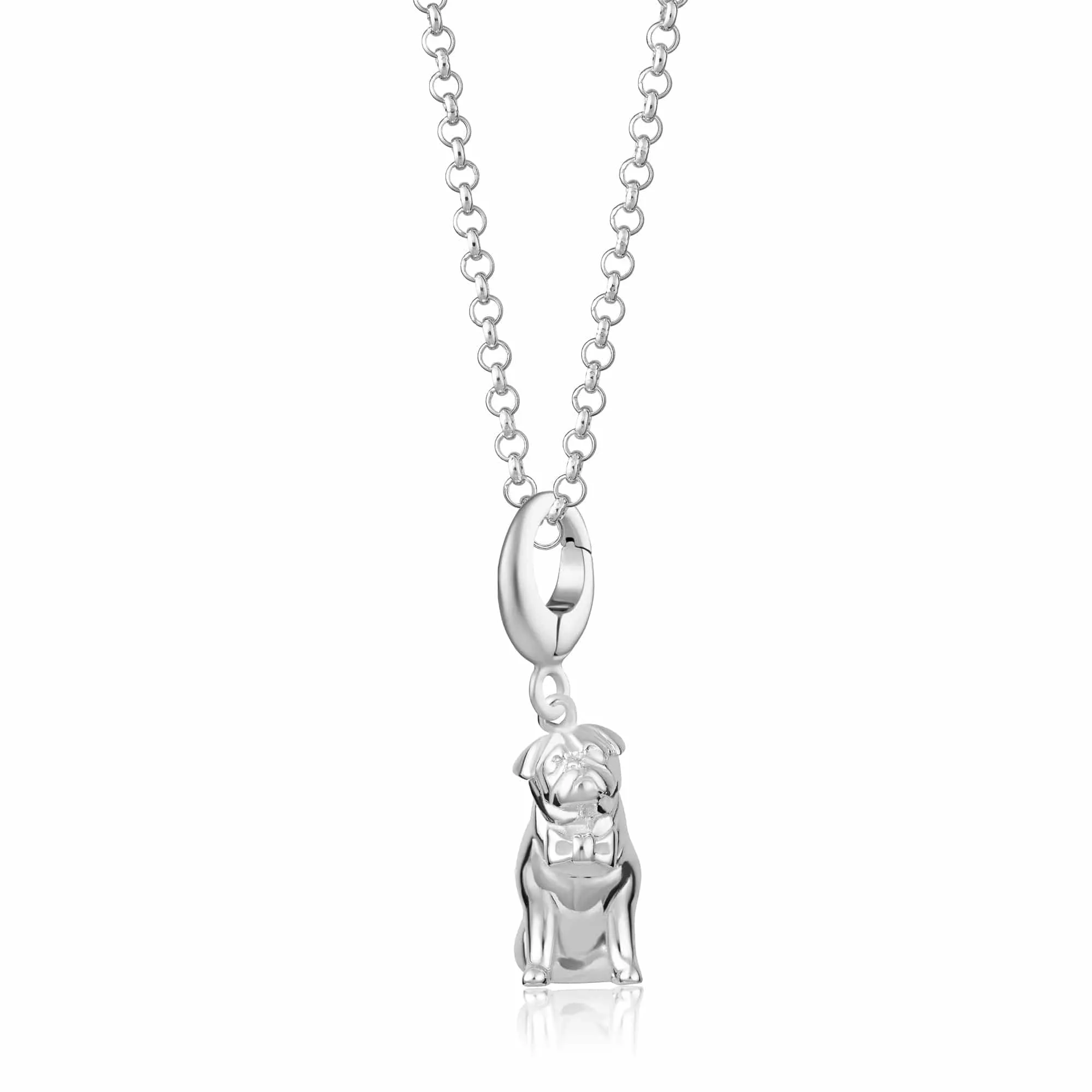 Silver Pug Dog Charm Necklace sold by Lily Charmed