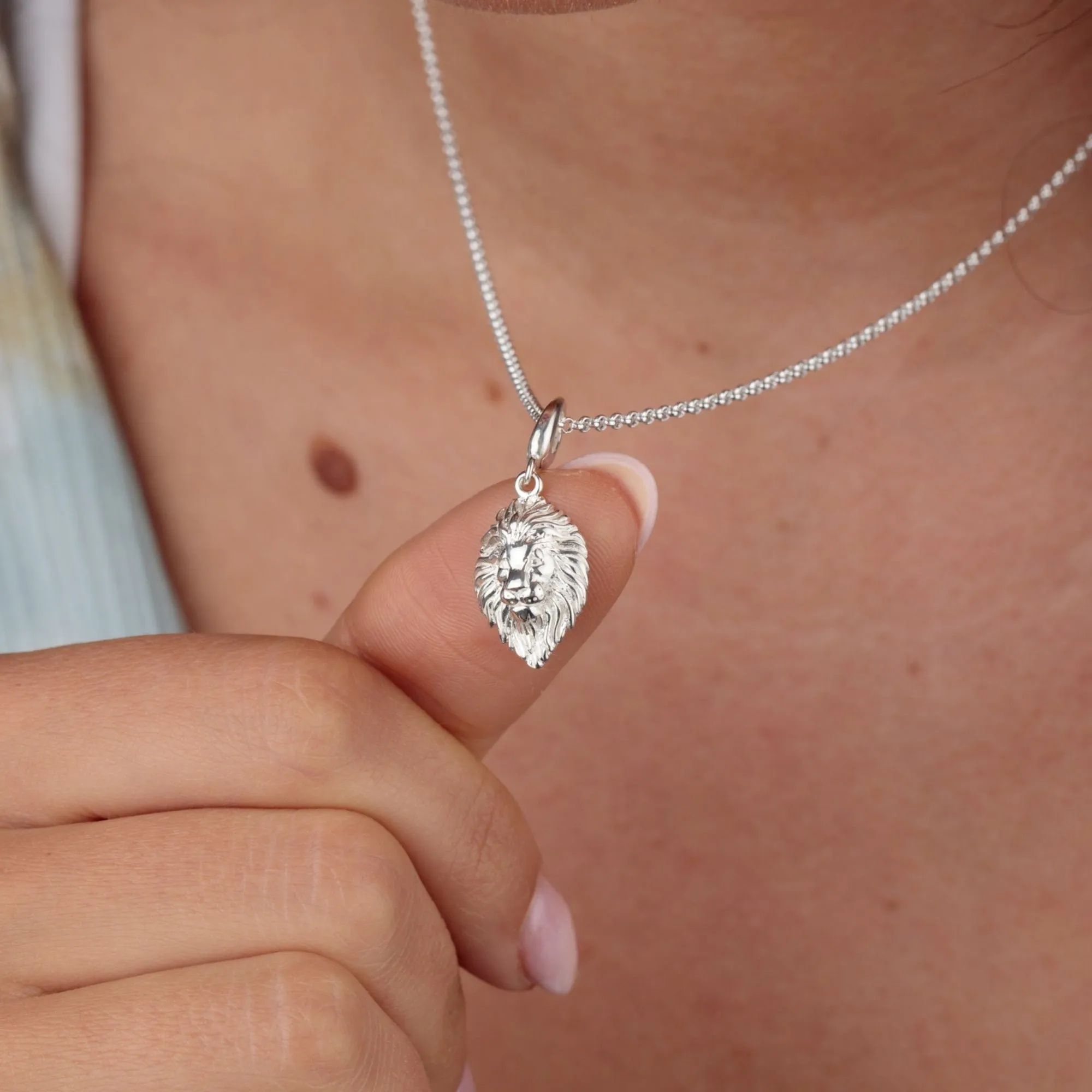 Silver Lion Head Charm Necklace sold by Lily Charmed product image thumbnail 2