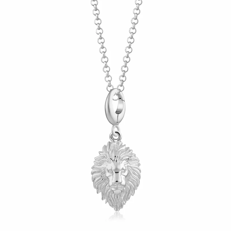 Silver Lion Head Charm Necklace made by Lily Charmed