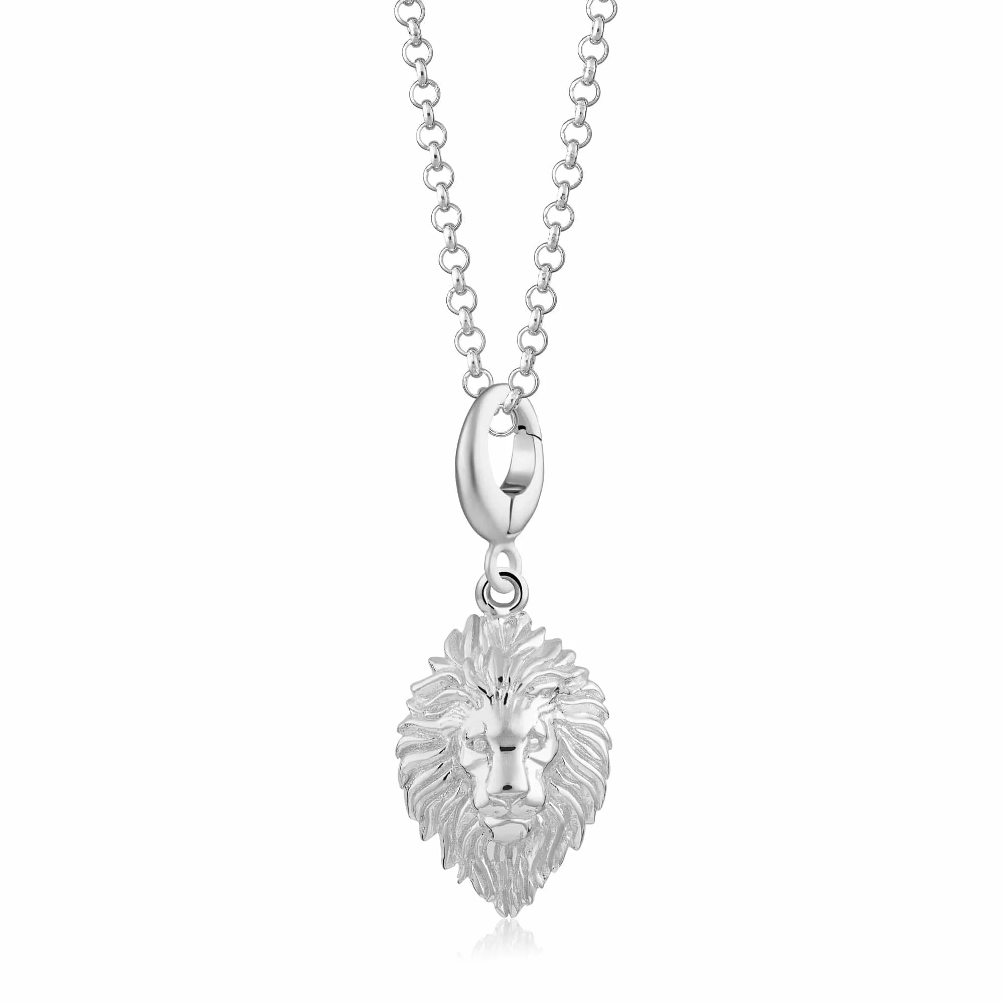 Silver Lion Head Charm Necklace sold by Lily Charmed