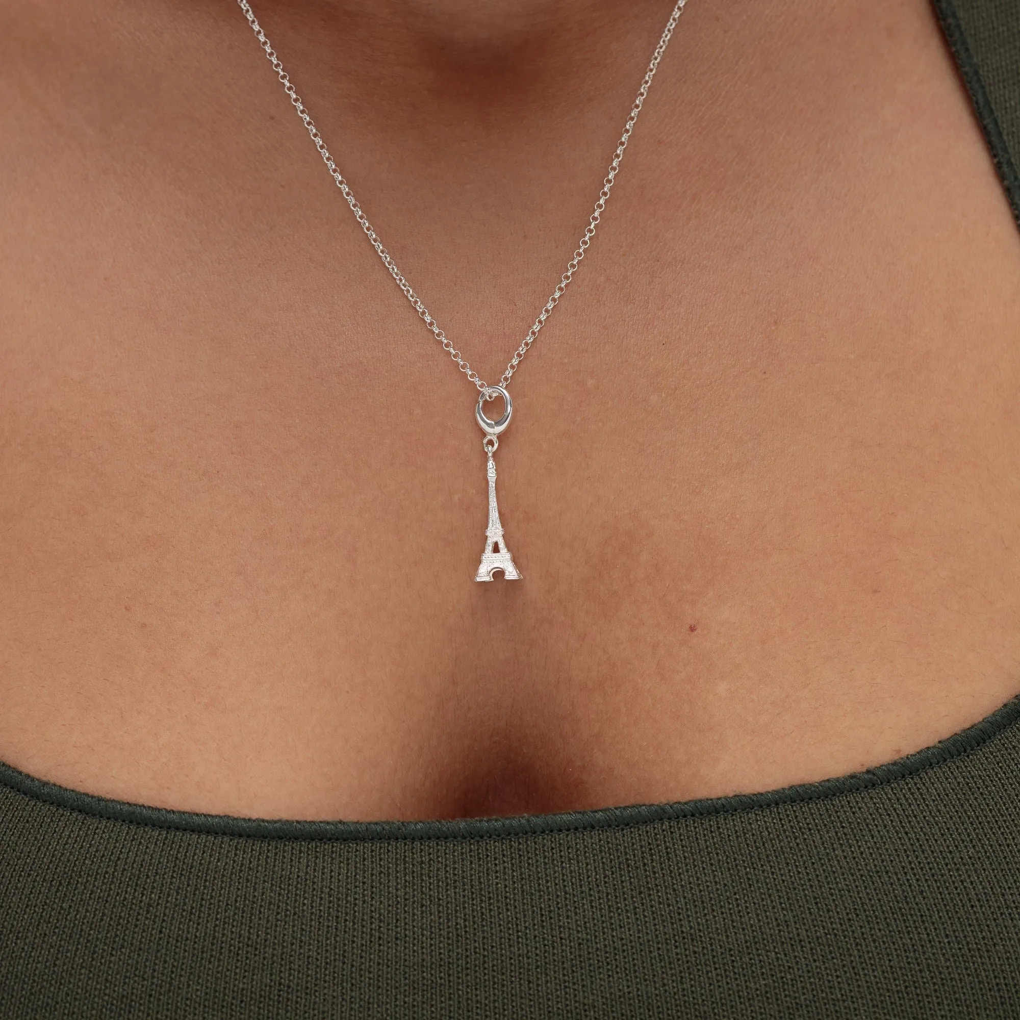 Silver Eiffel Tower Charm Necklace sold by Lily Charmed product image thumbnail 2